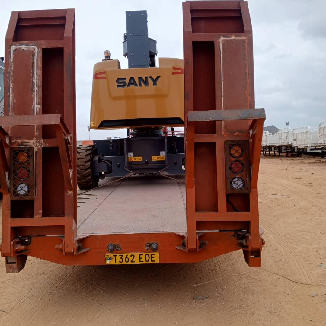 MISGANA transporting SANY excavator on lowbed trailer in Tanzania